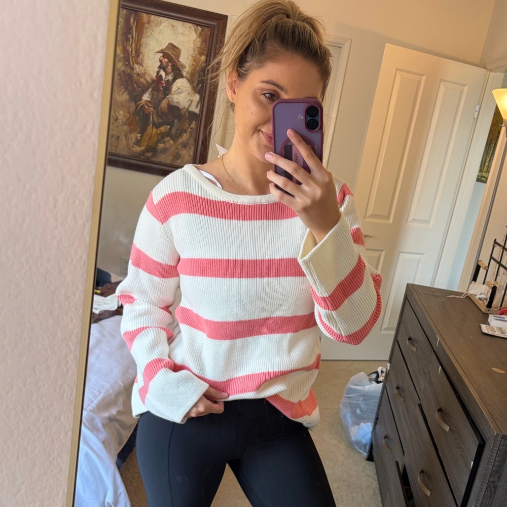 New Sabo Skirt Cream and pink orange Knit Top